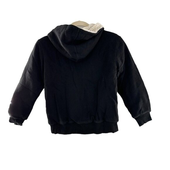 Timberland Kids Sherpa-Lined Black Hoodie Camo Logo Design Zip 8 Small Tree Core - Picture 7 of 9